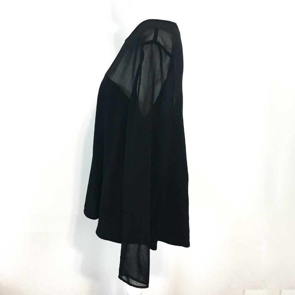 Zara Woman Black Center Stripe Semi Sheer Blouse (L) - Picture 10 of 15